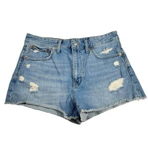 Madewell Distressed Cutoff Relaxed 100% Cotton Raw Hem Denim Shorts Size 29